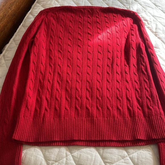 Land’s End Red Cable Knit Sweater Small - Picture 6 of 9